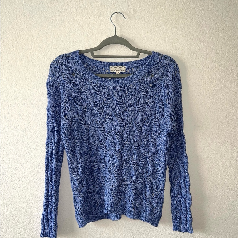 KNITTED- BEACH BIKINI SWEATER COVERUP - BLUE - MEDIUM
